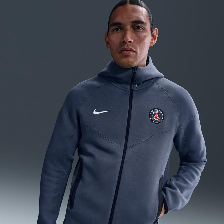 Nike Paris Saint-Germain Tech Windrunner voetbalhoodie met rits over de hele lengte van fleece voor heren Blauw - Foto 4