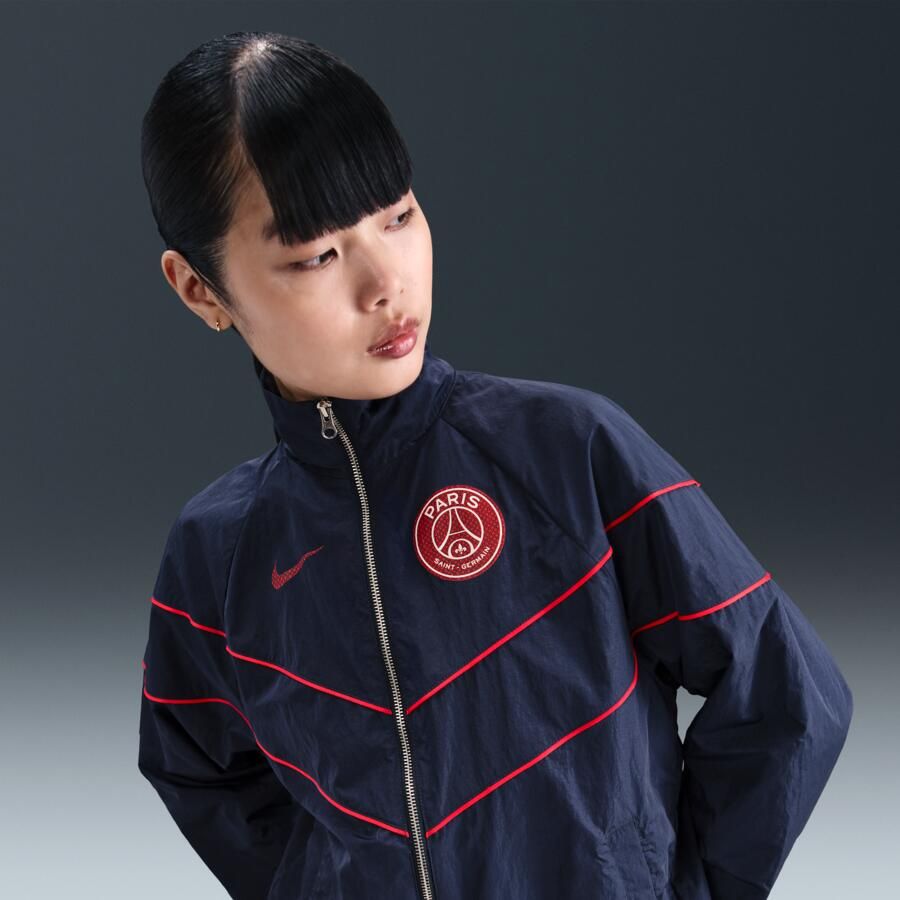 Nike Paris Saint-Germain Windrunner geweven voetbaljack met uv-bescherming en rits over de hele lengte voor dames Blauw - Foto 4