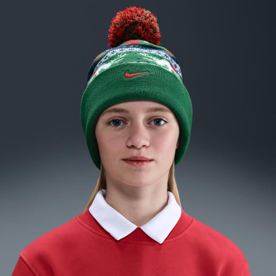 Nike Peak beanie met standaardboord voor kids Groen - Foto 4
