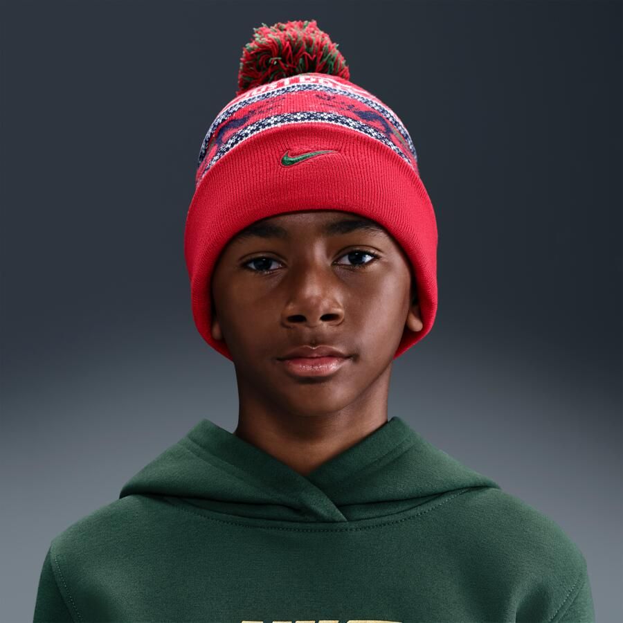 Nike Peak beanie met standaardboord voor kids Rood - Foto 4
