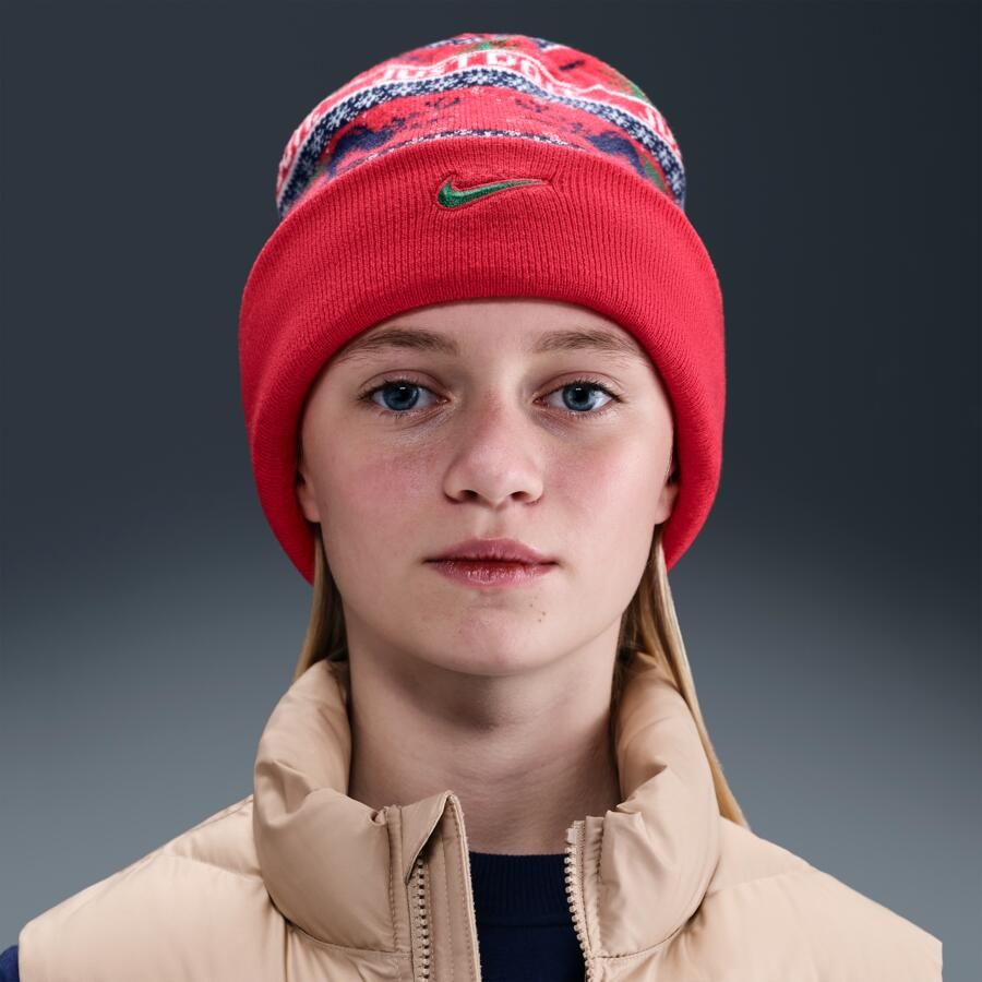 Nike Peak beanie met standaardboord voor kids Rood - Foto 2