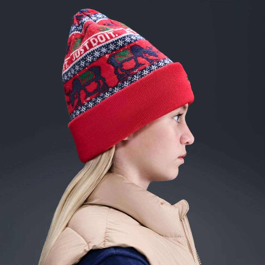 Nike Peak beanie met standaardboord voor kids Rood - Foto 3