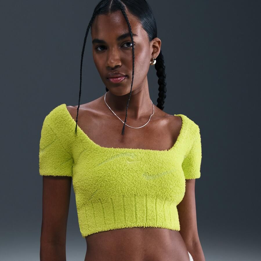 Nike Phoenix Cozy Bouclé cropped knit damestop met korte mouwen Groen - Foto 4