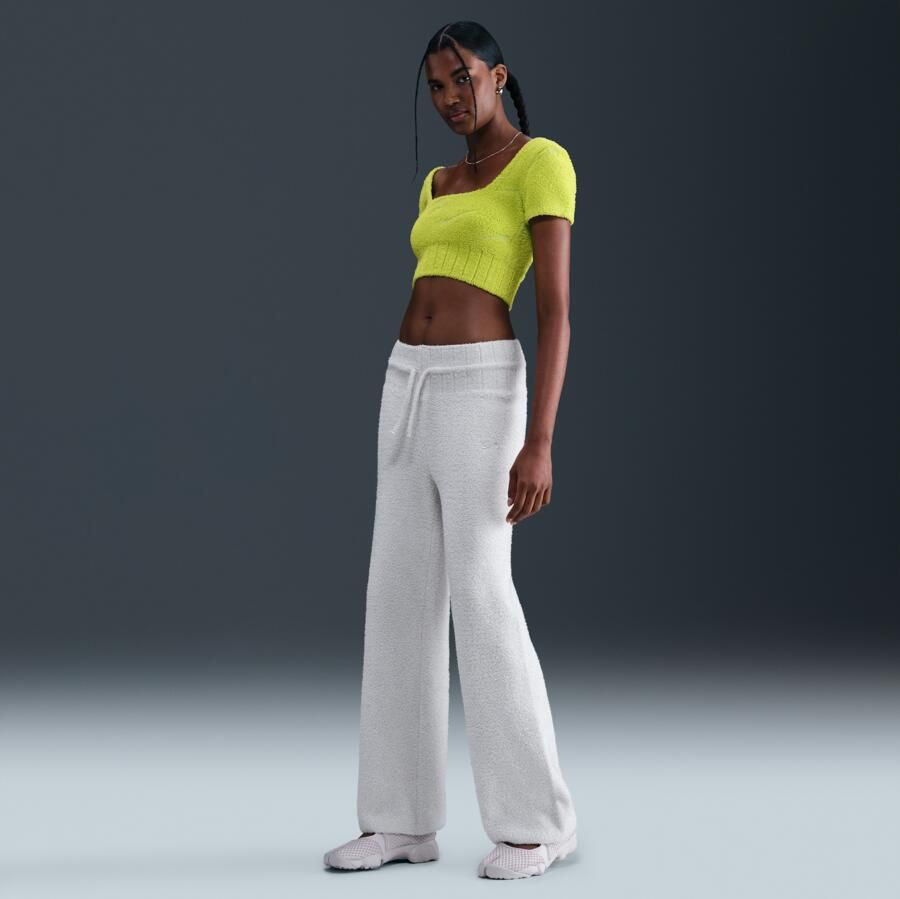 Nike Phoenix Cozy Bouclé cropped knit damestop met korte mouwen Groen - Foto 3