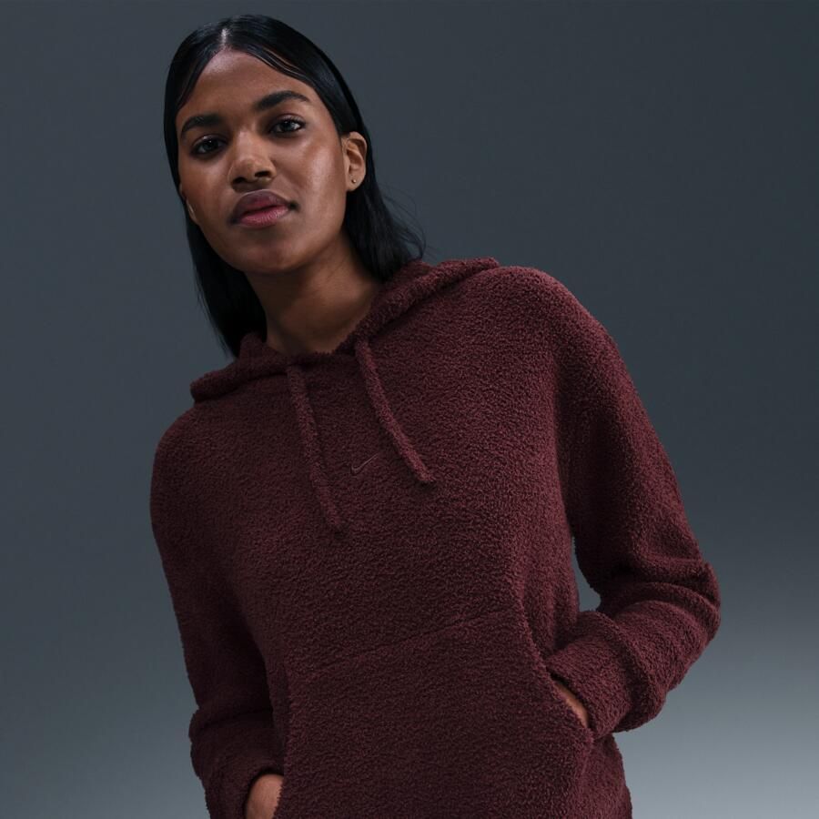Nike Phoenix Cozy Bouclé ruimvallende knit hoodie voor dames Rood - Foto 4
