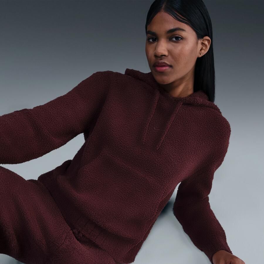 Nike Phoenix Cozy Bouclé ruimvallende knit hoodie voor dames Rood - Foto 2