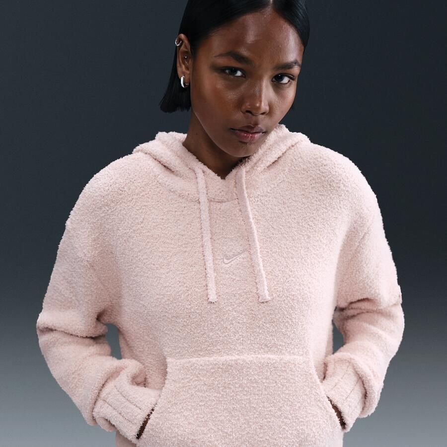 Nike Phoenix Cozy Bouclé ruimvallende knit hoodie voor dames Roze - Foto 4