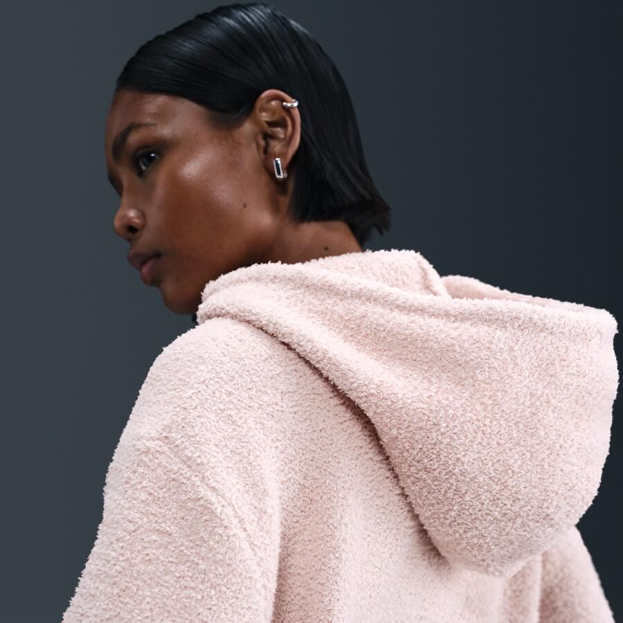 Nike Phoenix Cozy Bouclé ruimvallende knit hoodie voor dames Roze