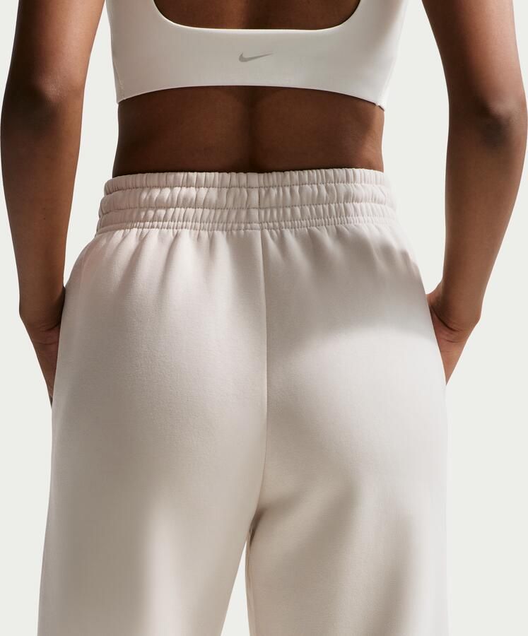 Nike Phoenix Fleece broek met logo hoge taille en wijde pijpen voor dames Bruin - Foto 2