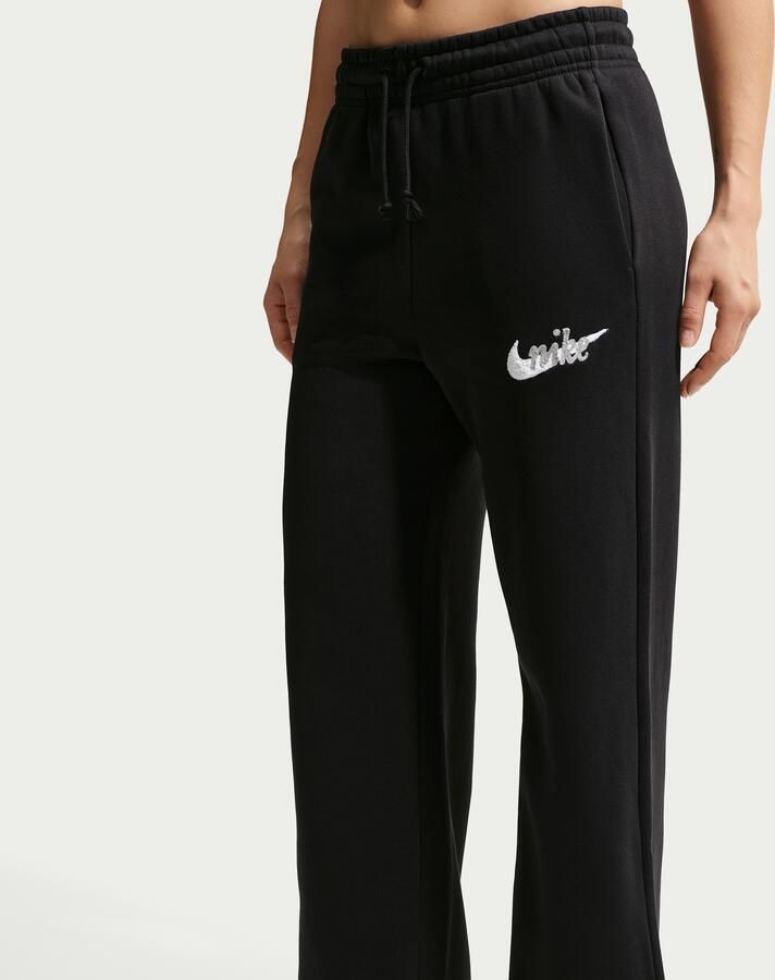 Nike Phoenix Fleece broek met logo hoge taille en wijde pijpen voor dames Zwart - Foto 2
