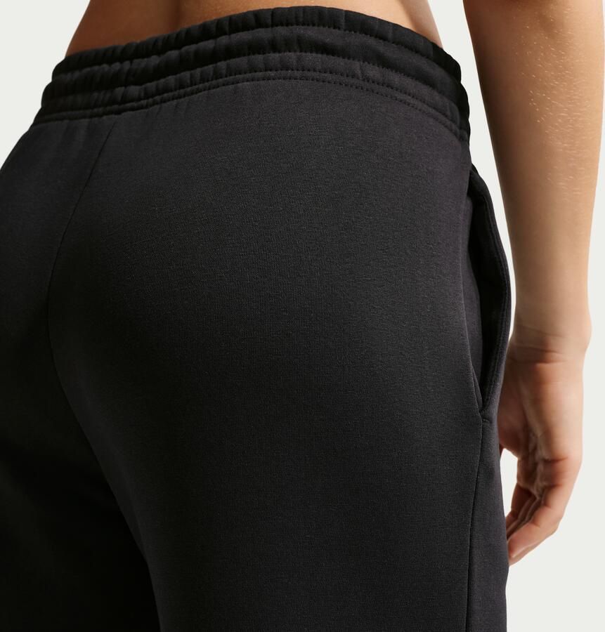 Nike Phoenix Fleece broek met logo hoge taille en wijde pijpen voor dames Zwart