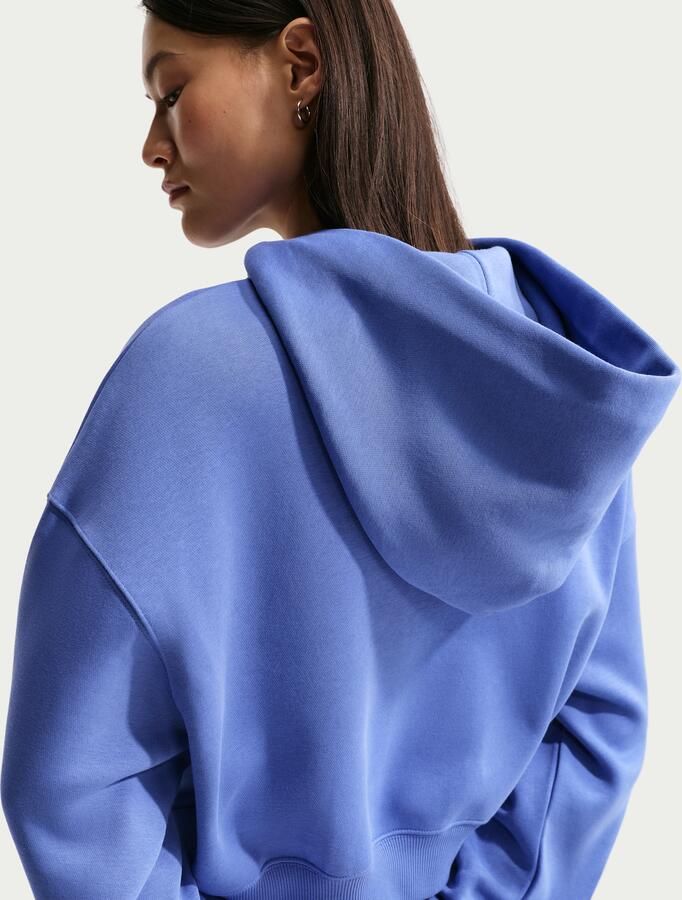Nike Phoenix Fleece Cropped oversized Henley-hoodie voor dames Blauw - Foto 3