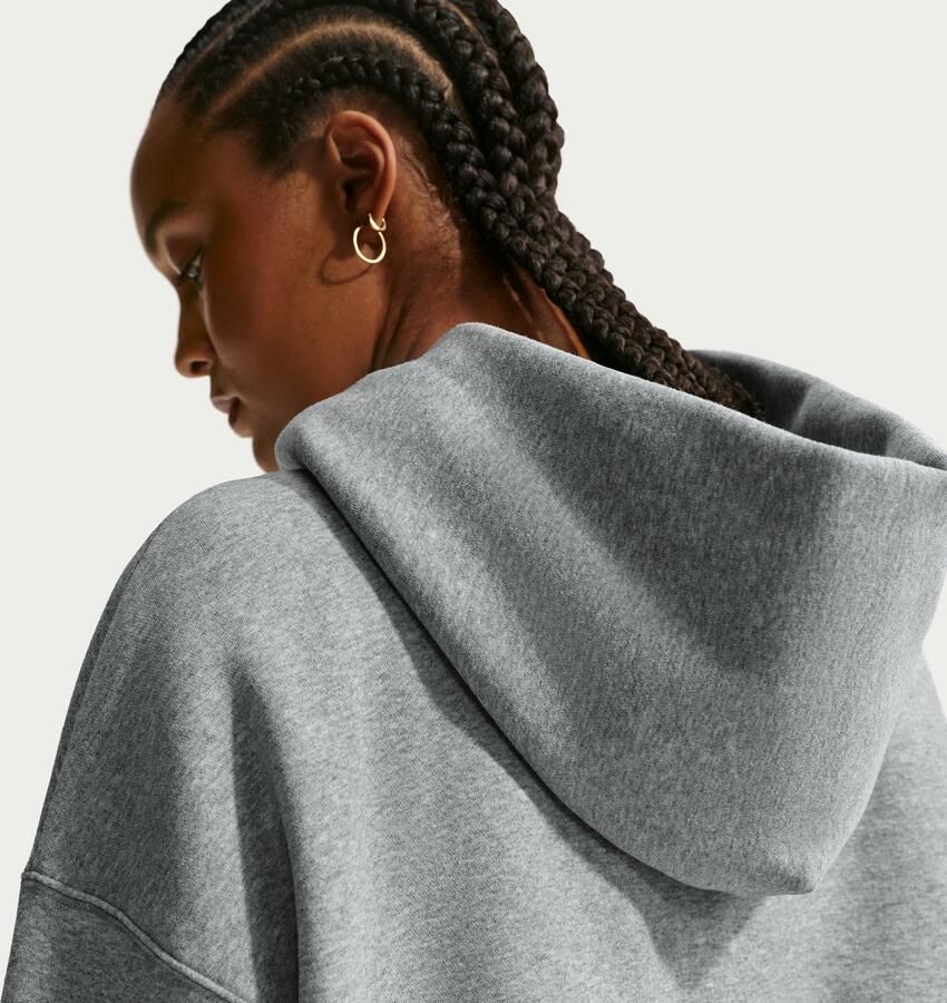 Nike Phoenix Fleece Cropped oversized Henley-hoodie voor dames Grijs - Foto 3
