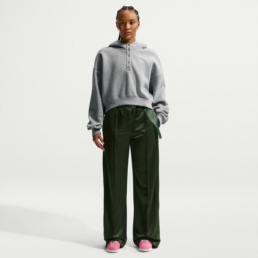 Nike Phoenix Fleece Cropped oversized Henley-hoodie voor dames Grijs