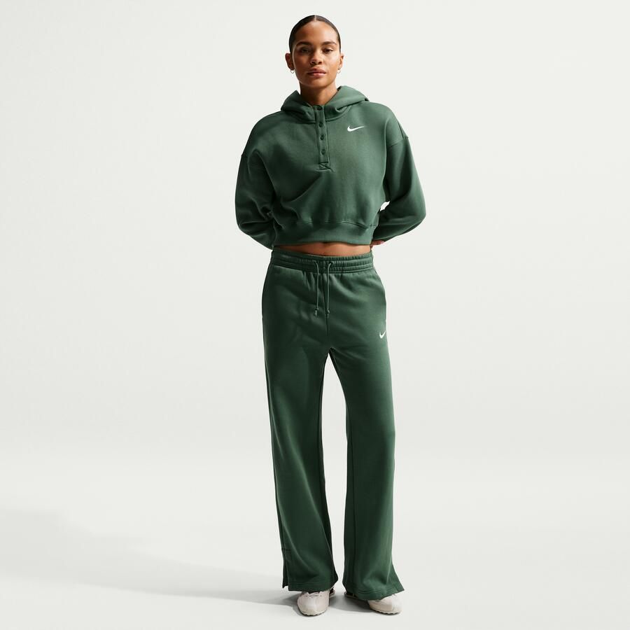 Nike Phoenix Fleece Cropped oversized Henley-hoodie voor dames Groen - Foto 2