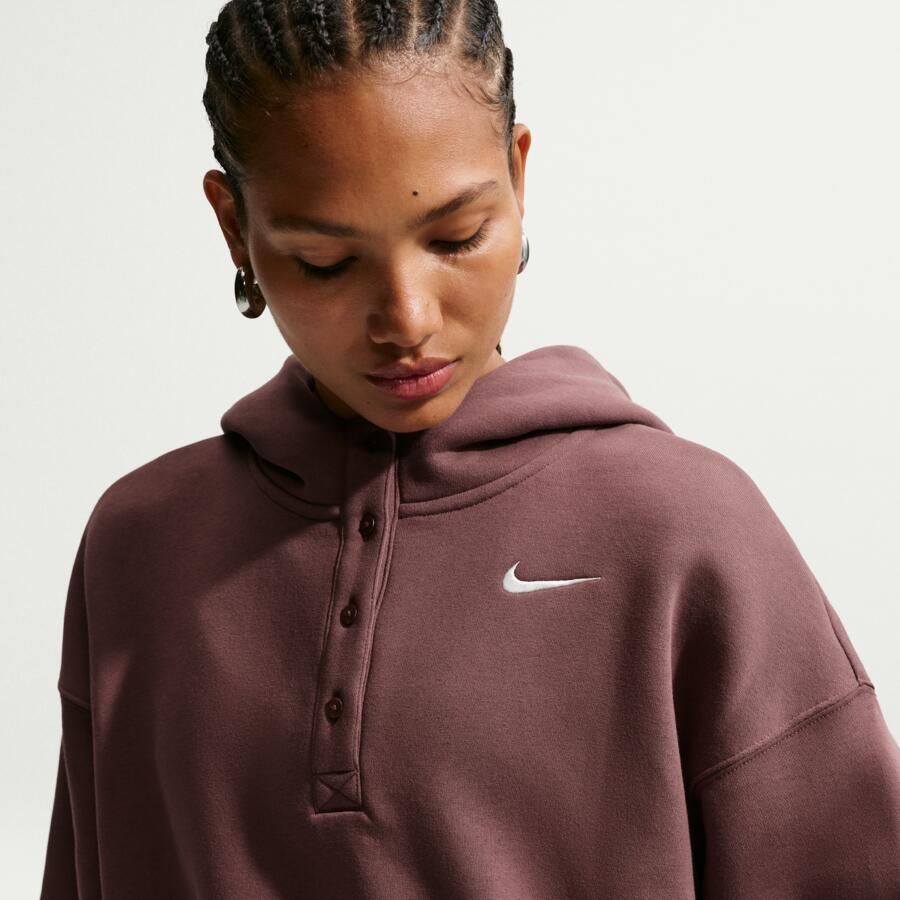 Nike Phoenix Fleece Cropped oversized Henley-hoodie voor dames Paars - Foto 2