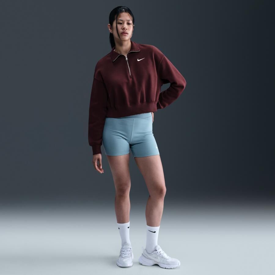 Nike Phoenix Fleece cropped sweatshirt met korte rits voor dames Rood - Foto 3