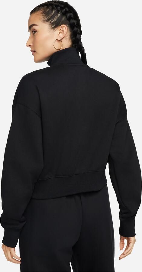 Nike Phoenix Fleece cropped sweatshirt met korte rits voor dames Zwart - Foto 8
