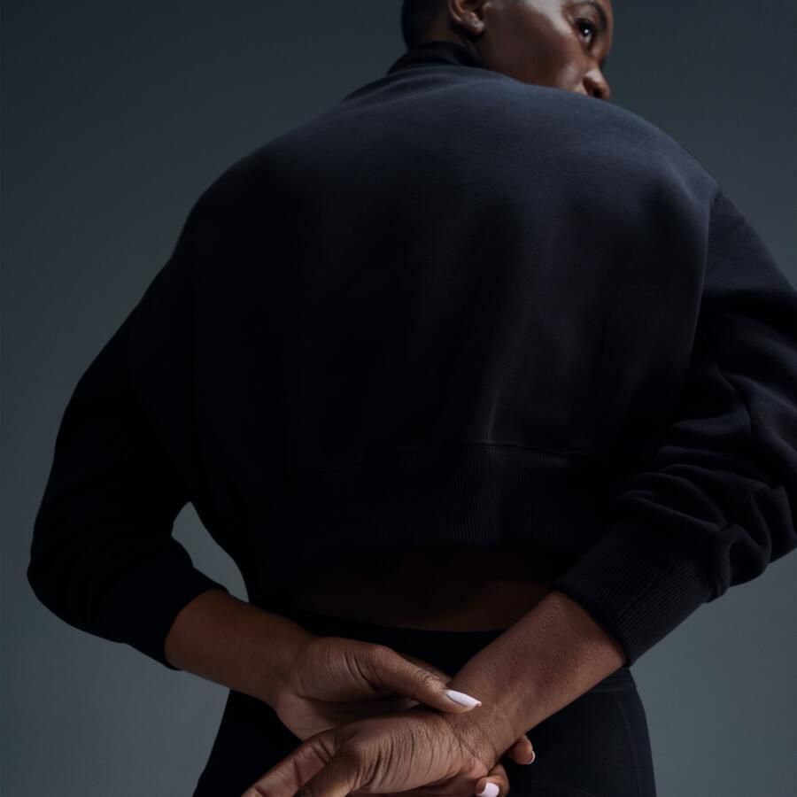 Nike Phoenix Fleece cropped sweatshirt met korte rits voor dames Zwart - Foto 2