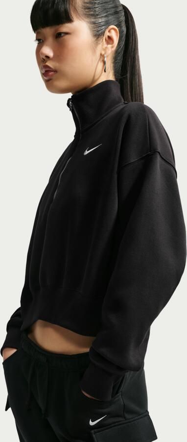 Nike Phoenix Fleece cropped sweatshirt met korte rits voor dames Zwart - Foto 12