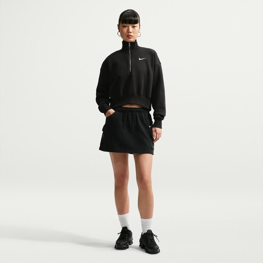 Nike Phoenix Fleece cropped sweatshirt met korte rits voor dames Zwart - Foto 5