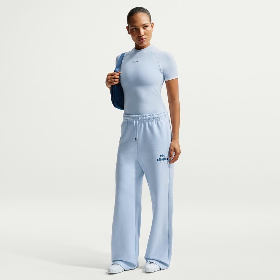 Nike Phoenix Fleece damesbroek met hoge taille en wijde pijpen Blauw - Foto 4