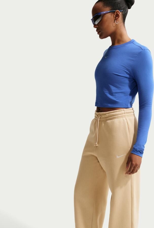 Nike Phoenix Fleece damesbroek met hoge taille en wijde pijpen Bruin - Foto 2