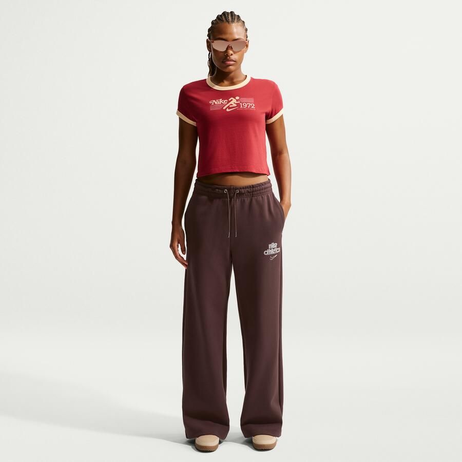 Nike Phoenix Fleece damesbroek met hoge taille en wijde pijpen Bruin - Foto 4