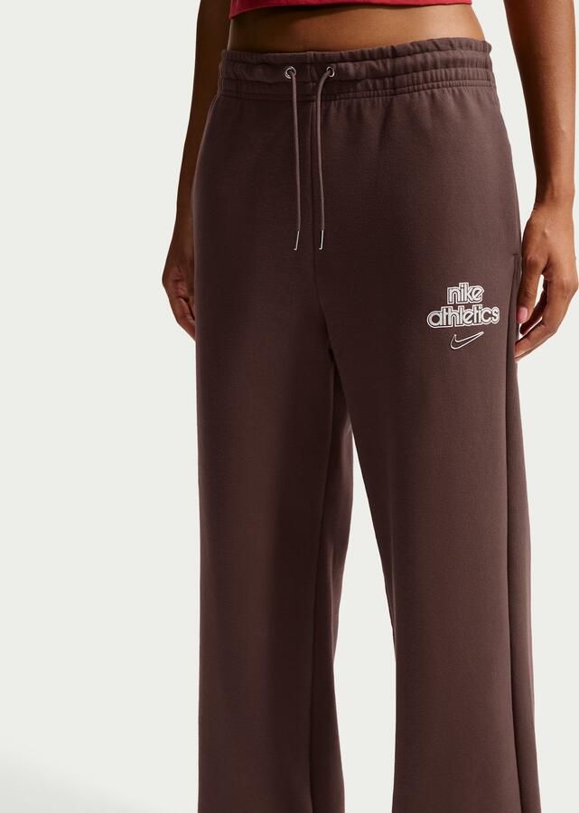 Nike Phoenix Fleece damesbroek met hoge taille en wijde pijpen Bruin - Foto 2