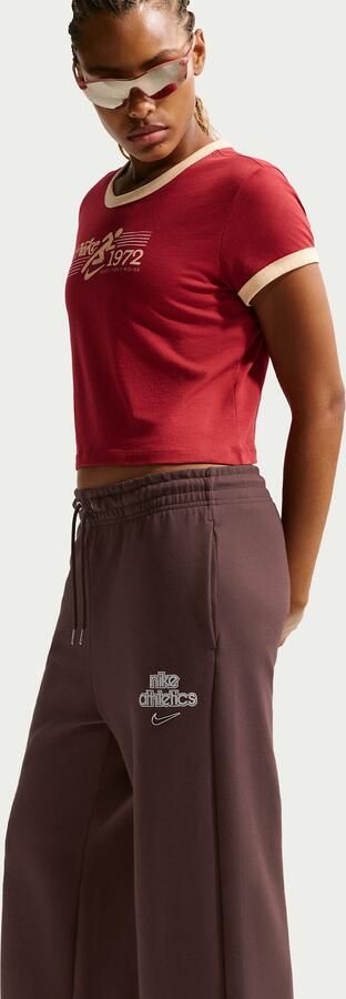 Nike Phoenix Fleece damesbroek met hoge taille en wijde pijpen Bruin - Foto 3