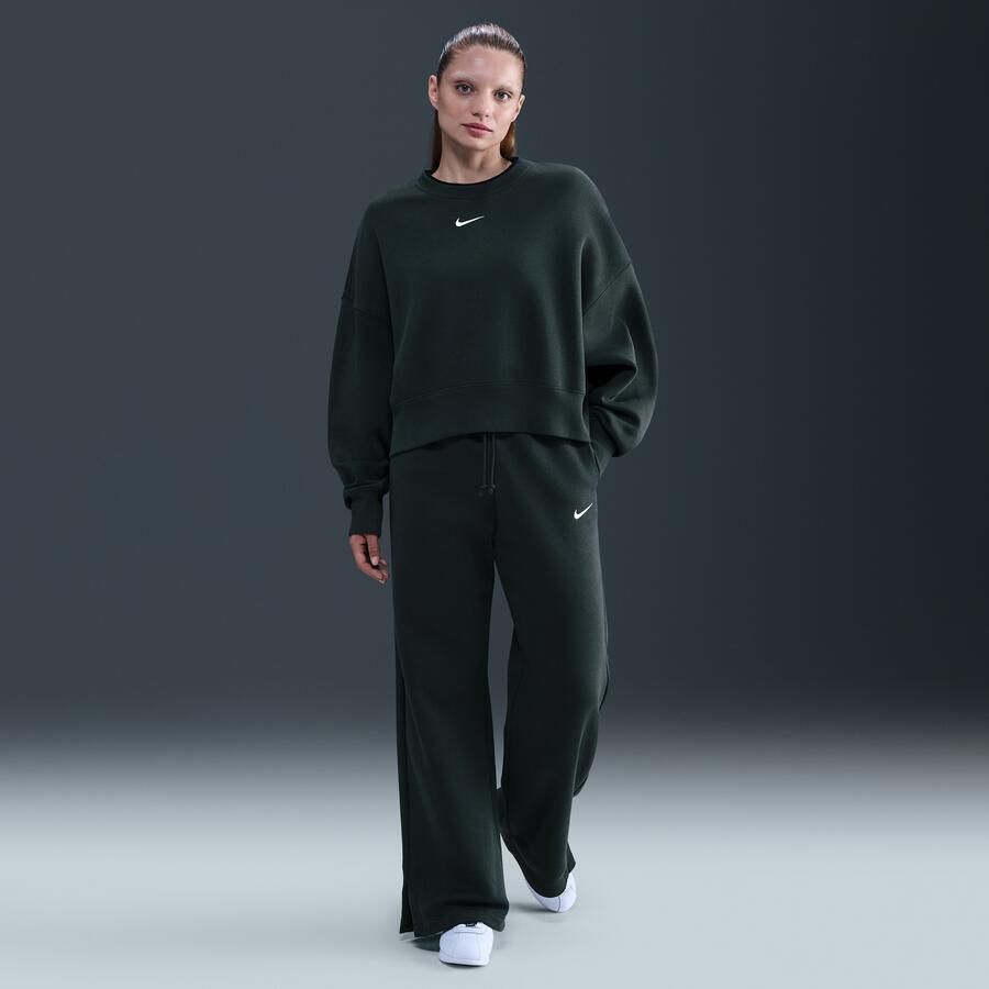 Nike Phoenix Fleece damesbroek met hoge taille en wijde pijpen Groen - Foto 4
