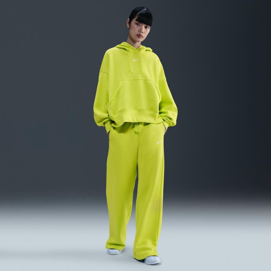 Nike Phoenix Fleece damesbroek met hoge taille en wijde pijpen Groen - Foto 4