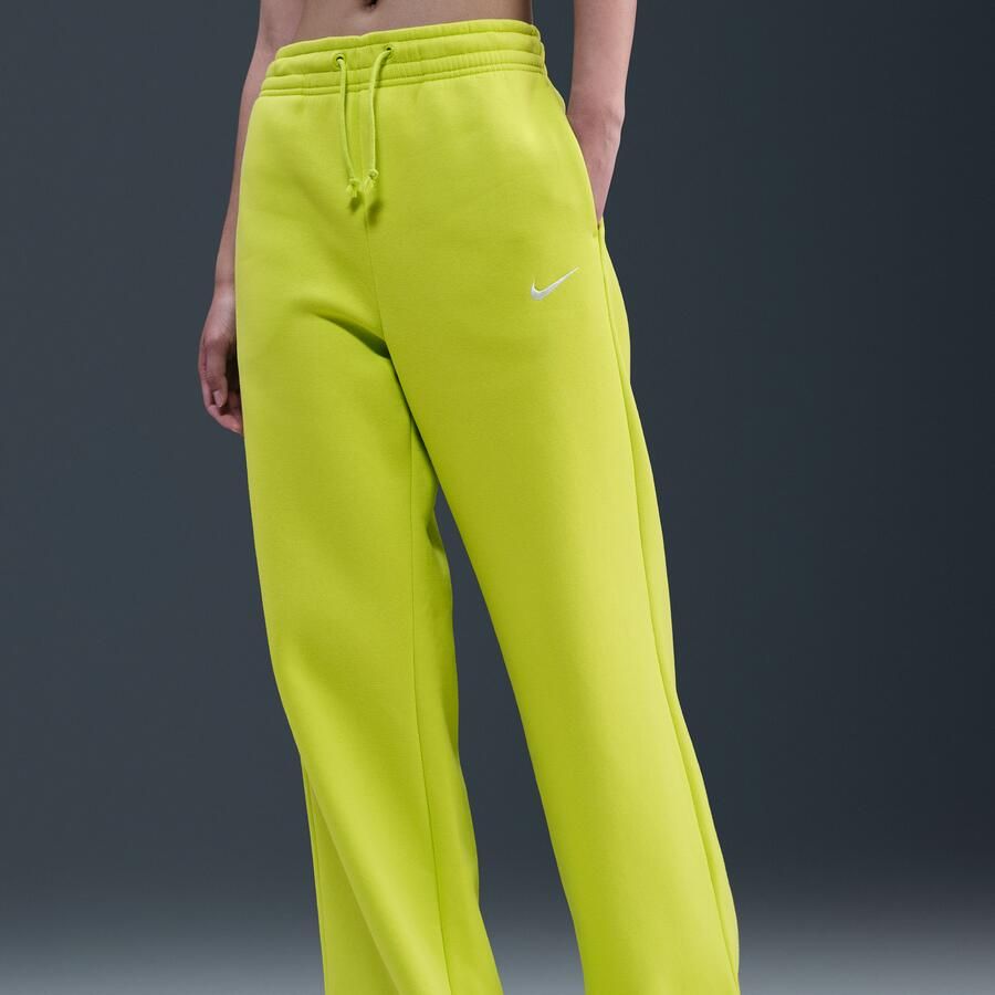 Nike Phoenix Fleece damesbroek met hoge taille en wijde pijpen Groen