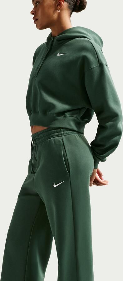 Nike Phoenix Fleece damesbroek met hoge taille en wijde pijpen Groen - Foto 3
