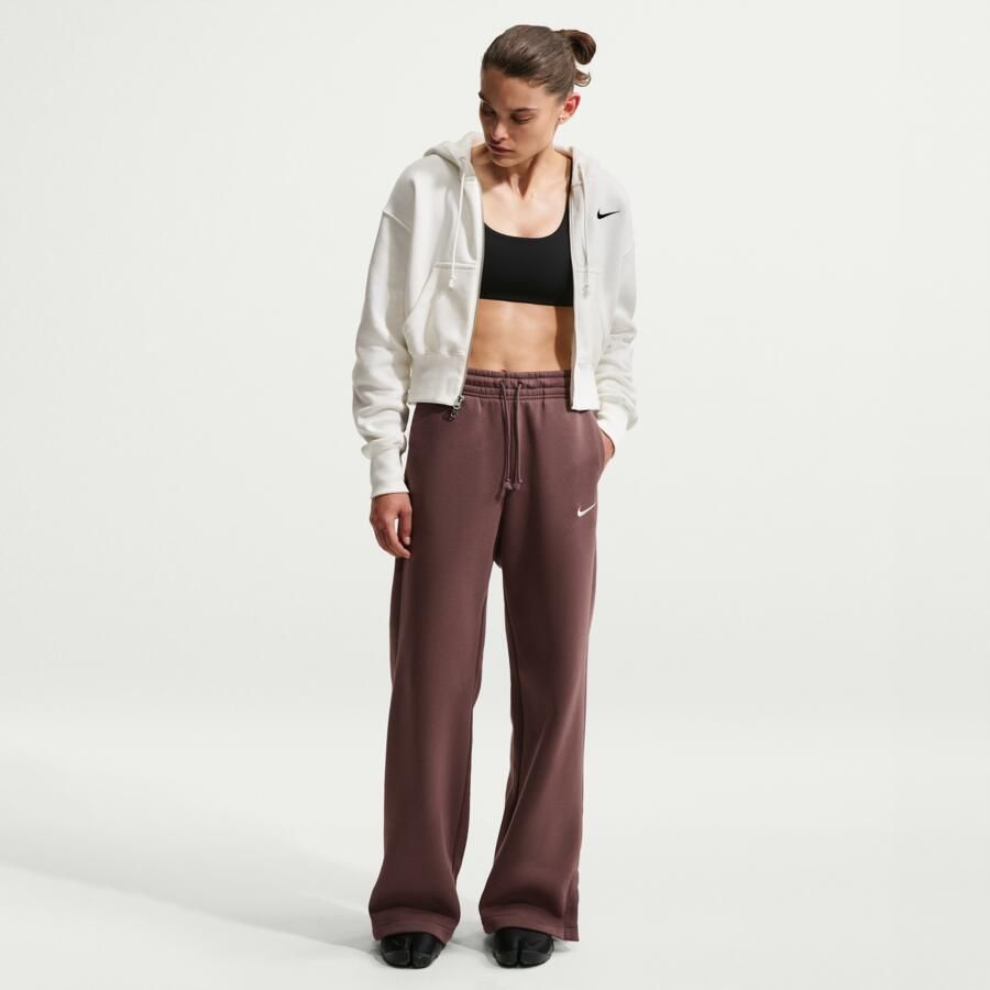 Nike Phoenix Fleece damesbroek met hoge taille en wijde pijpen Paars - Foto 4