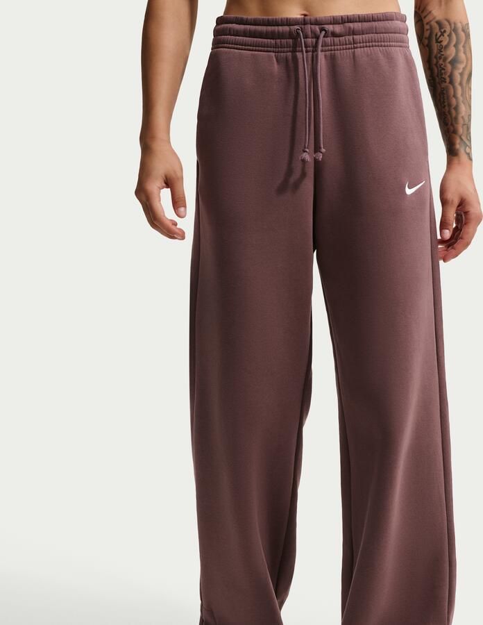 Nike Phoenix Fleece damesbroek met hoge taille en wijde pijpen Paars - Foto 3