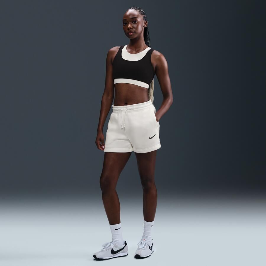 Nike Phoenix Fleece damesshorts met halfhoge taille (10 cm) Wit