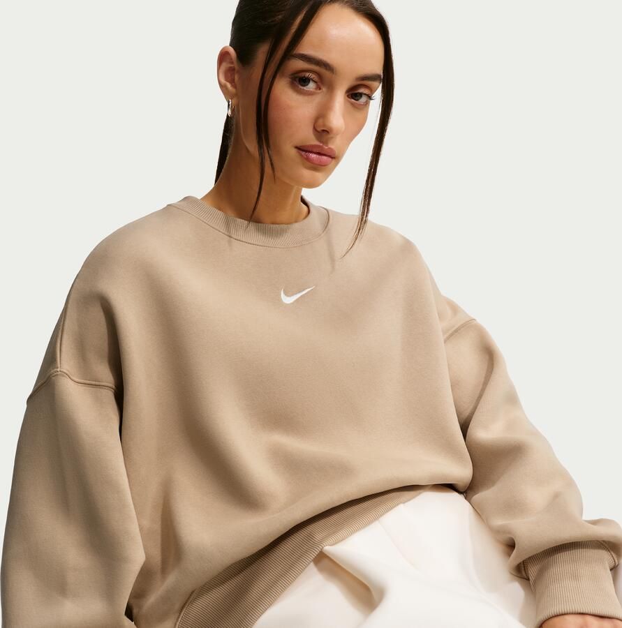 Nike Phoenix Fleece extra oversized sweatshirt met ronde hals voor dames Bruin - Foto 3
