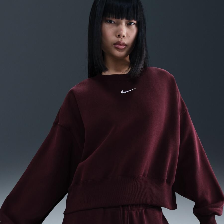 Nike Phoenix Fleece extra oversized sweatshirt met ronde hals voor dames Rood - Foto 4