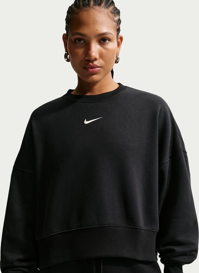 Nike Phoenix Fleece extra oversized sweatshirt met ronde hals voor dames Zwart