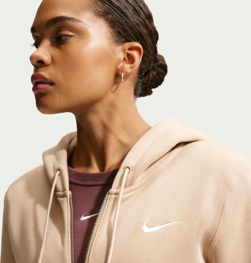 Nike Phoenix Fleece hoodie met rits voor dames Bruin - Foto 3