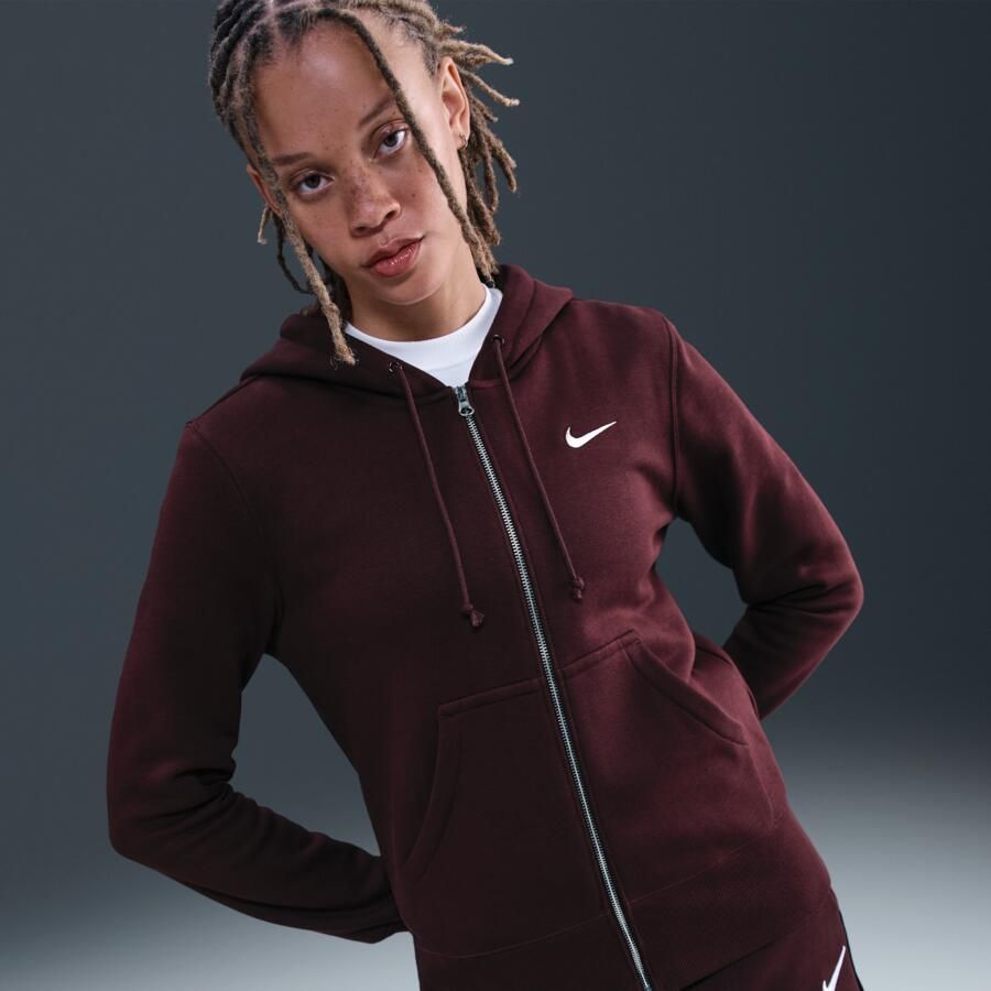 Nike Phoenix Fleece hoodie met rits voor dames Rood - Foto 4