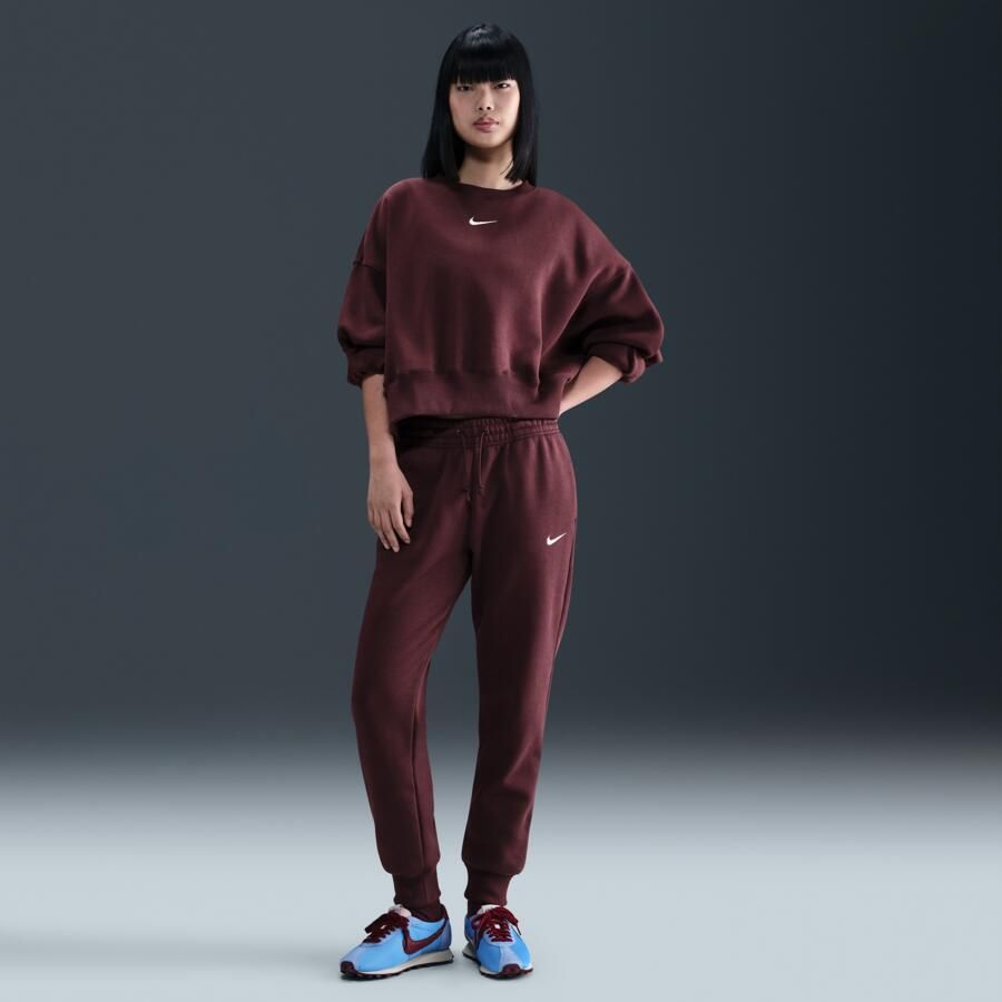 Nike Phoenix Fleece joggingbroek met halfhoge taille voor dames Rood - Foto 4