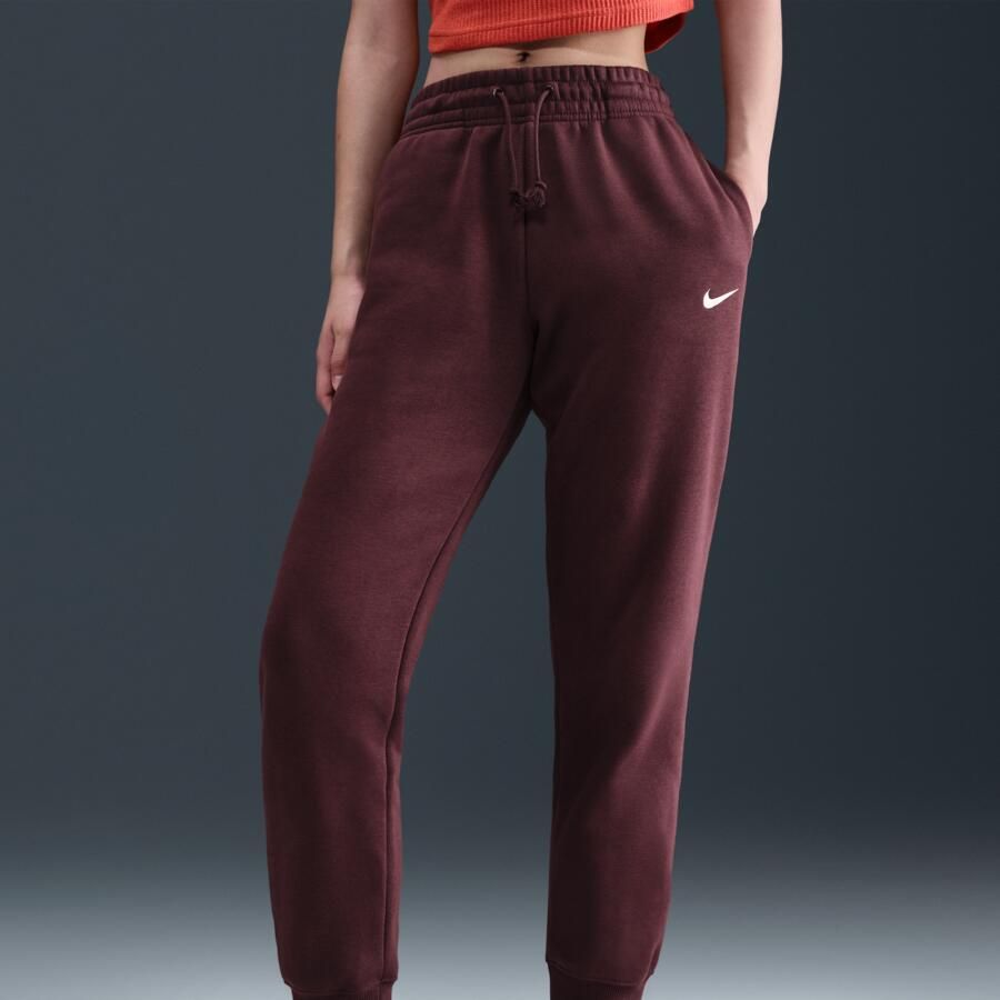 Nike Phoenix Fleece joggingbroek met halfhoge taille voor dames Rood