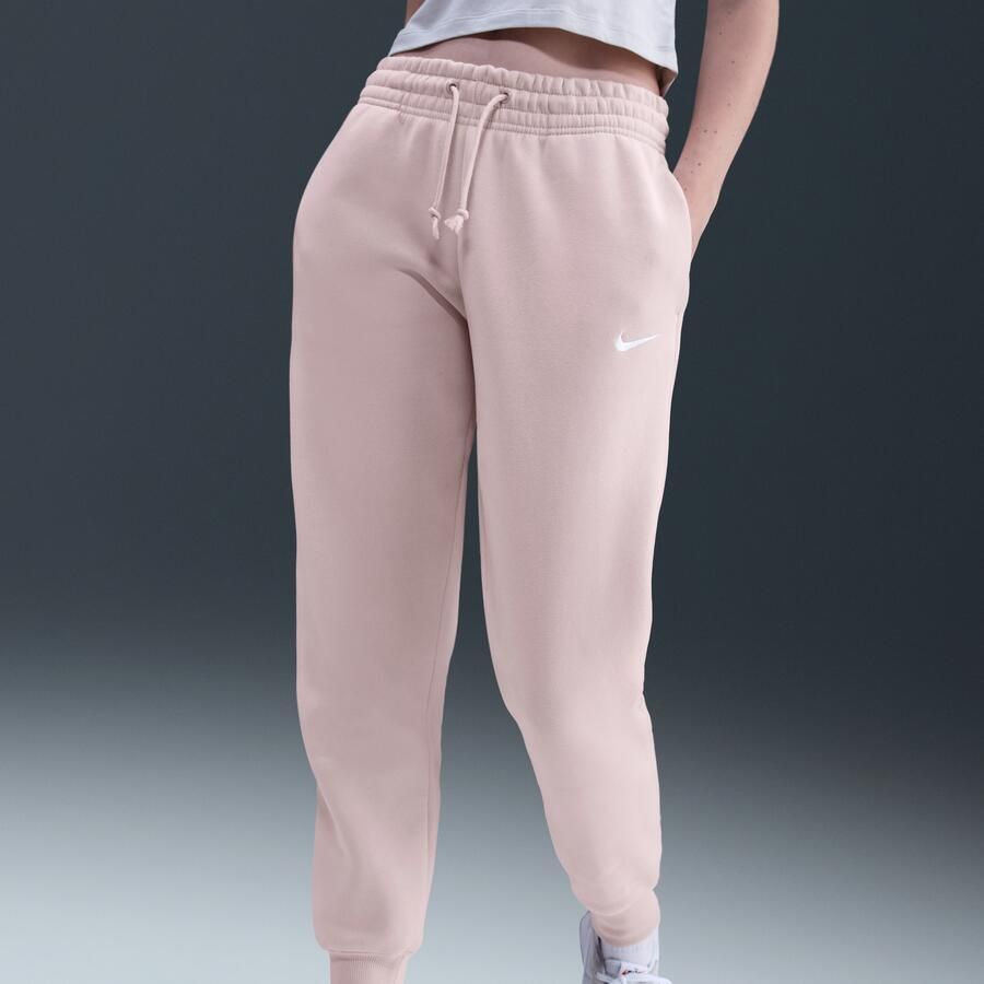 Nike Phoenix Fleece joggingbroek met halfhoge taille voor dames Roze