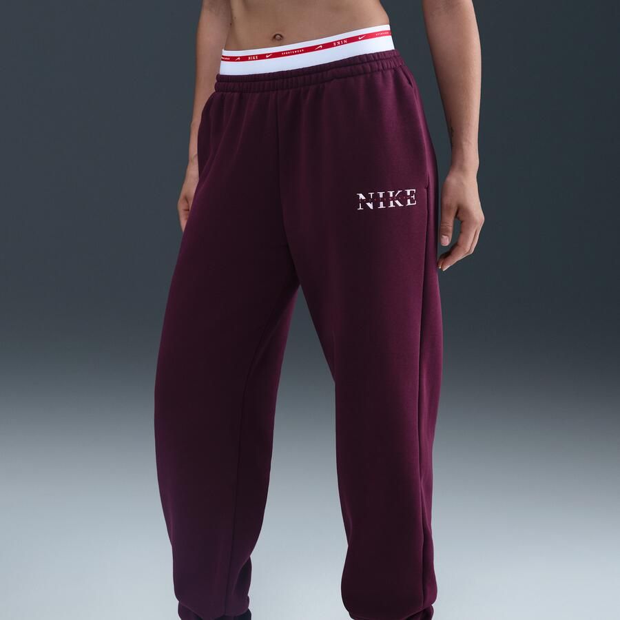 Nike Phoenix Fleece Joggingbroek met hoge taille voor dames Rood
