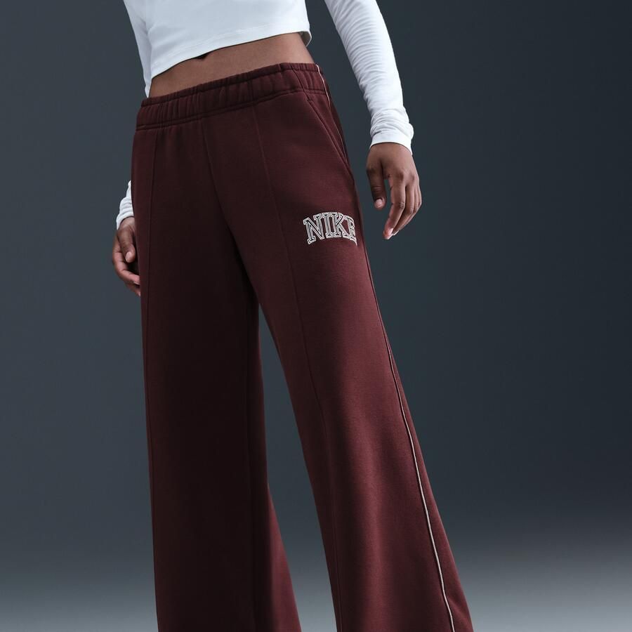 Nike Phoenix Fleece joggingbroek met wijde pijpen voor dames Rood