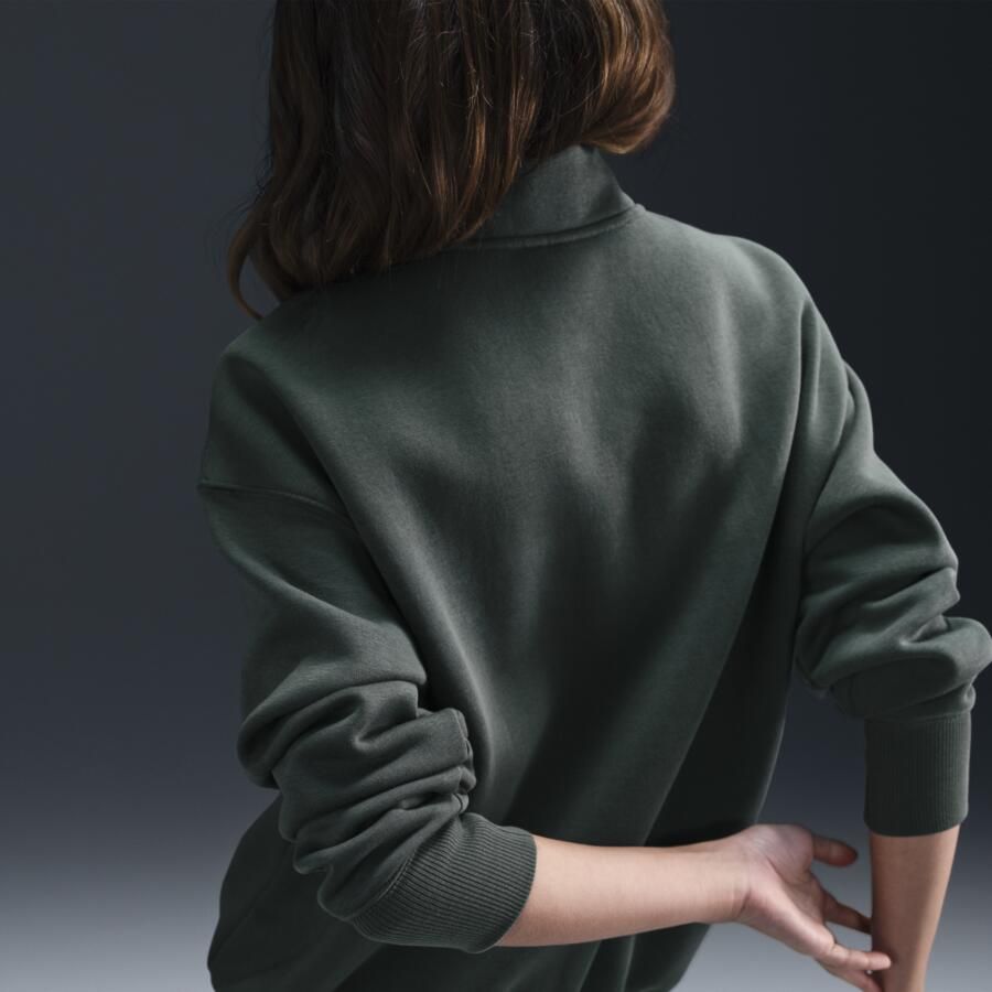 Nike Sportswear Phoenix Fleece oversized damestop met logo en korte rits voor dames Groen