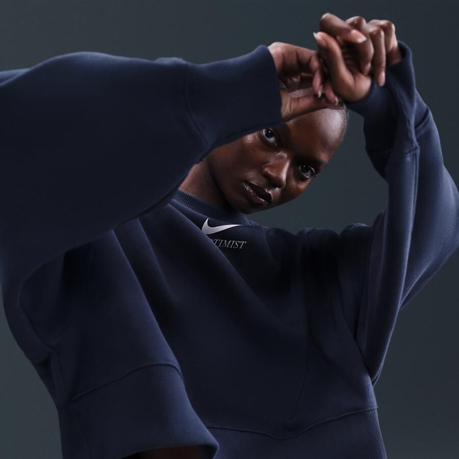 Nike Phoenix Fleece oversized damestop met ronde hals Blauw - Foto 2