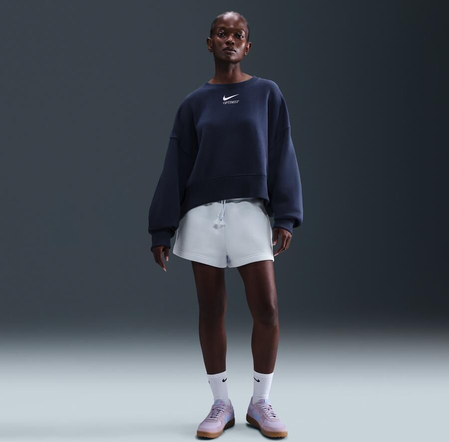 Nike Phoenix Fleece oversized damestop met ronde hals Blauw - Foto 3